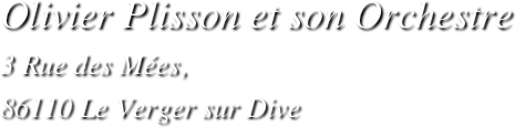 Olivier Plisson et son Orchestre
3 Rue des Mées,
86110 Le Verger sur Dive

